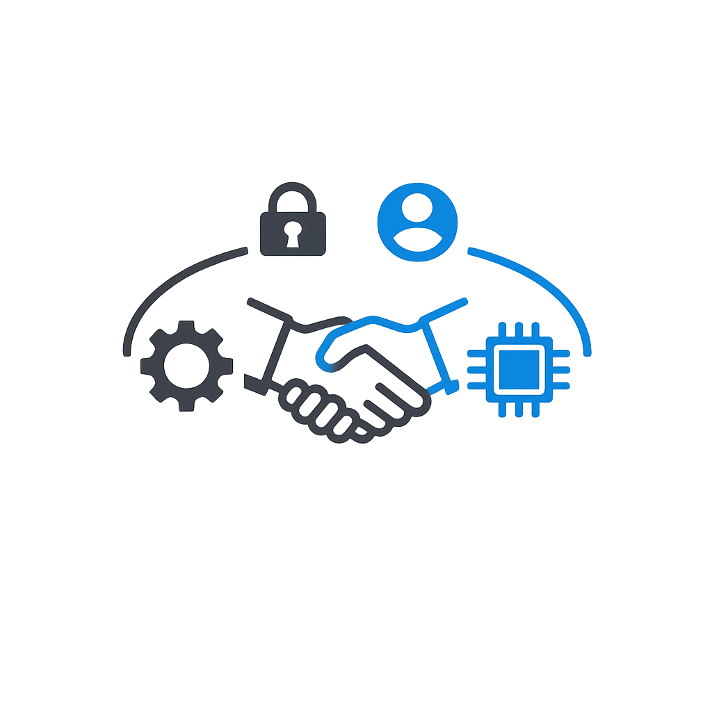 Minimalist icon representing technology partnership and vendor access